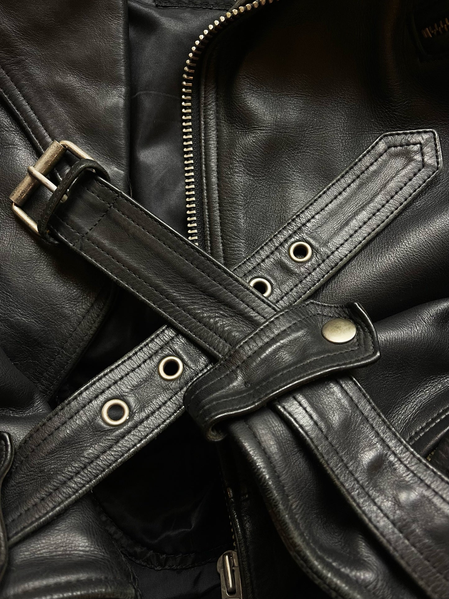 Kadoya ‘Battlesuit’ Armored Black Leather Biker Jacket