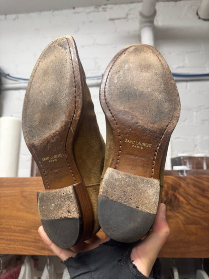 Saint Laurent Brown Suede ‘Chelsea’ Low Heel Boots