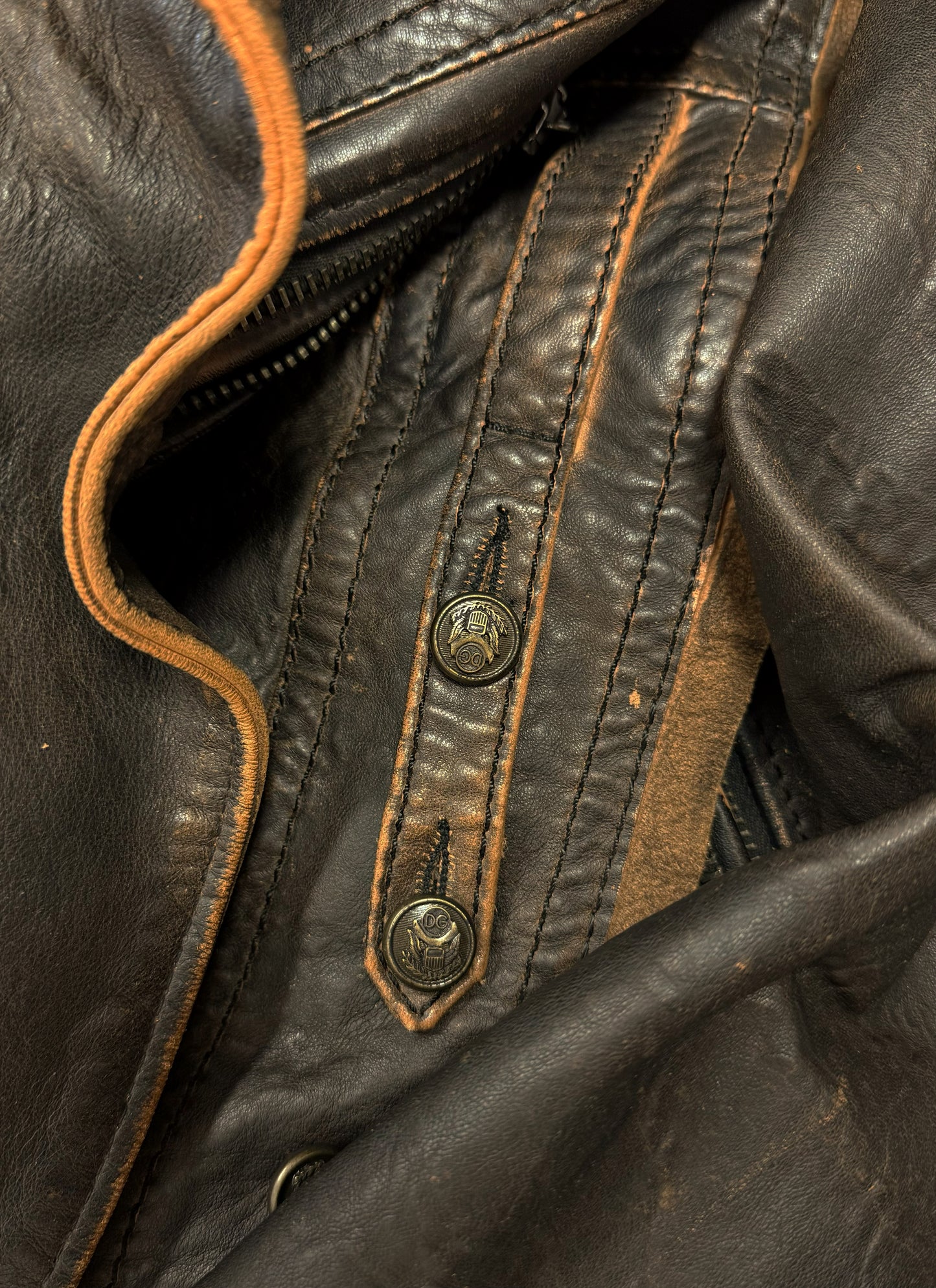 Dolce & Gabbana Mainline Rustic Brown ‘Napoleon’ Leather Jacket