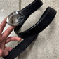 Prada ‘Saffiano’ Silver Buckle/Black Leather Belt