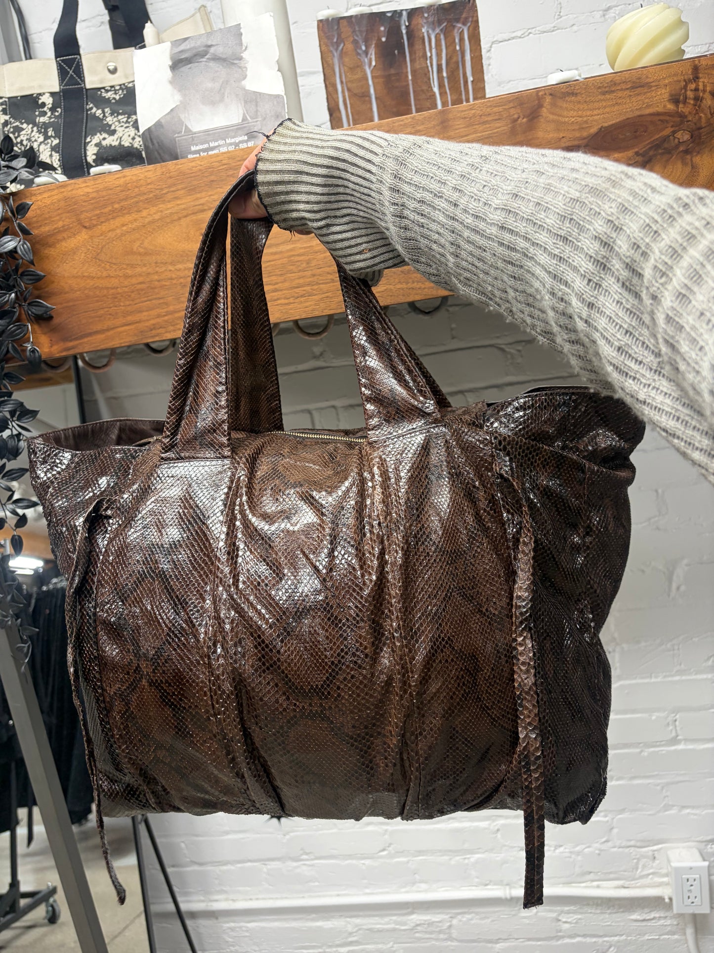 Gucci by Frida Giannini ‘Hysteria’ Brown/Gold Genuine Python Leather Jumbo Shoulder Bag