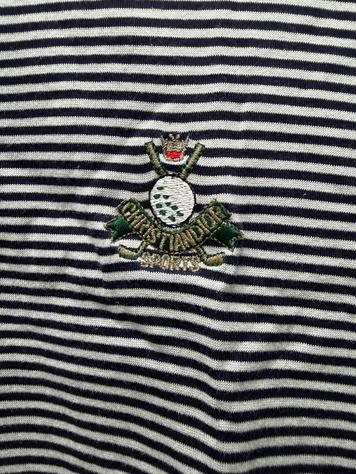 Vintage 1990s Christian Dior Striped Black/White Embroidered ‘Crest Logo’ Polo