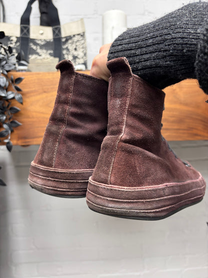 Ann Demeulemeester Waxed Velvet High Top Sneakers