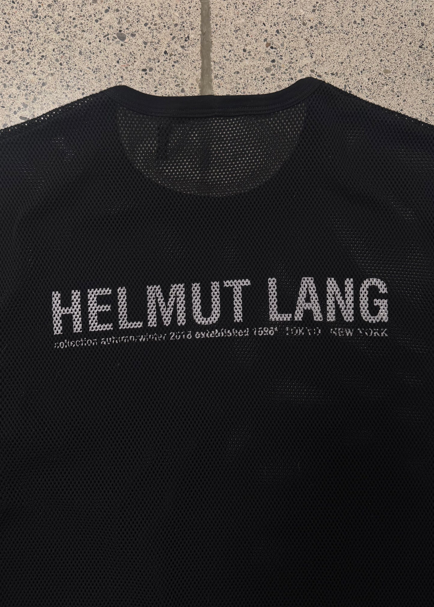 Helmut Lang Black Mesh Logo T-Shirt