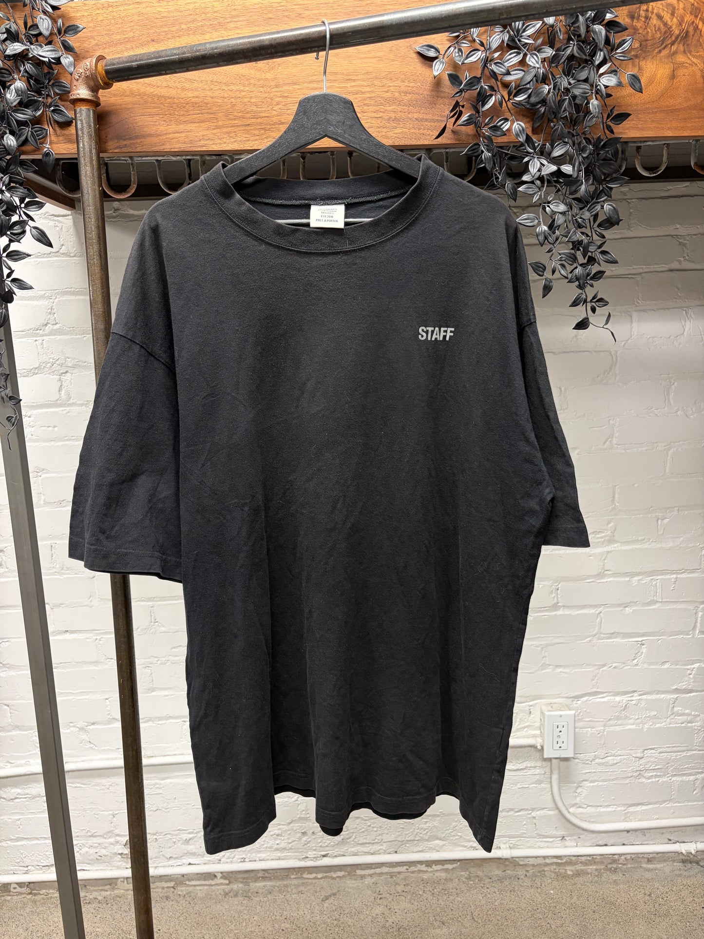 SS2019 Vetements ‘Staff’ Black Small Logo T-Shirt