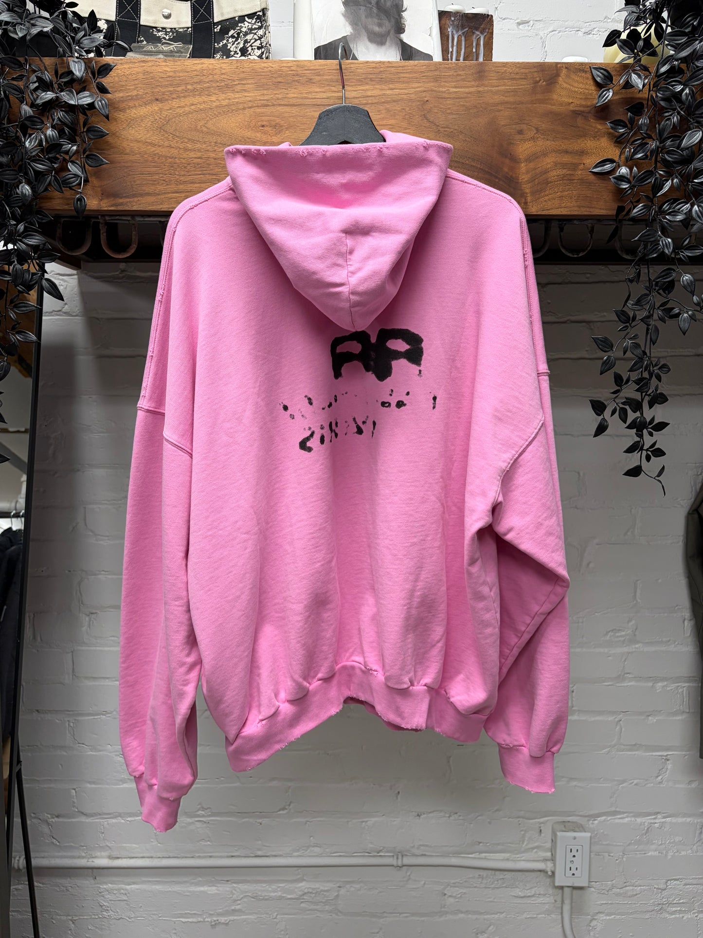 SS2023 Balenciaga ‘Splatter Logo’ Distressed Pink Pullover Hoodie