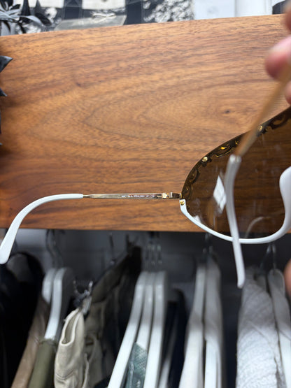 2000s Dior ‘2501’ White/Gold Full Shield Sunglasses