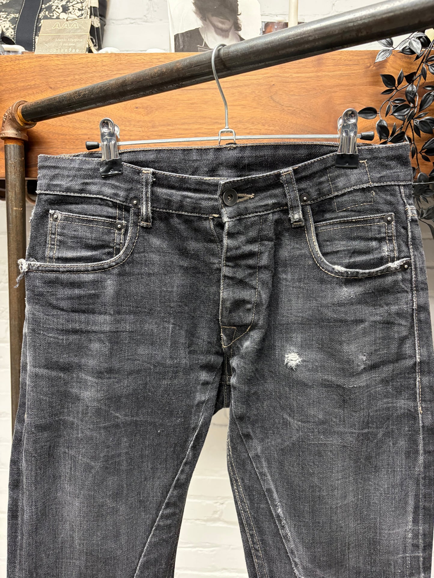 Rick Owens ‘Detroit Cut’ Washed Grey Skinny Jeans