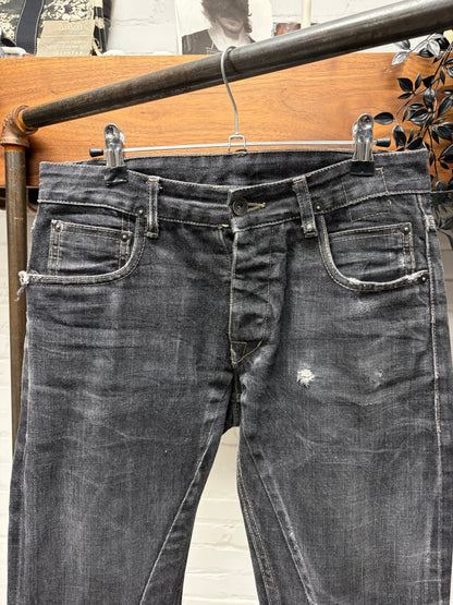 Rick Owens ‘Detroit Cut’ Washed Grey Skinny Jeans