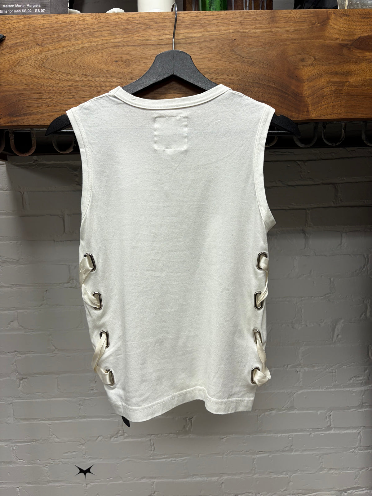 2015 Comme Des Garçons by Noir Kei Ninomaya White ‘Corset’ Cotton Tank Top
