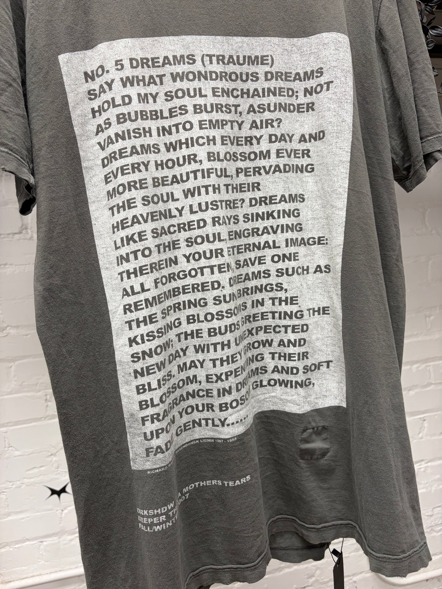 AW2007 Rick Owens ‘Dreams’ Traume Dust Brown T-Shirt