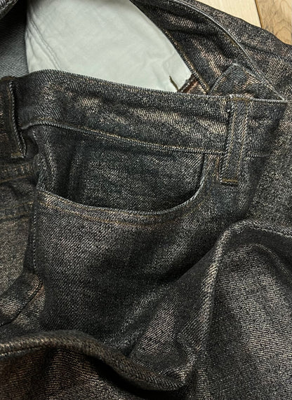 Rip Van Winkle Waxed Grey Flared Cut Denim