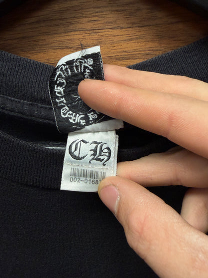 Vintage Chrome Hearts ‘Foti Wings’ Gold Skull Logo Black Graphic T-Shirt