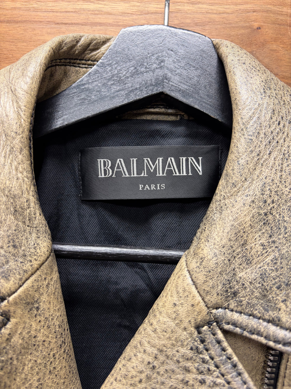 Balmain by Olivier Rousteig Brown Quilted Leather Biker Jacket
