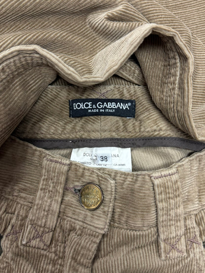 Dolce & Gabbana Mainline Corduroy D&G Logo Flared Pants