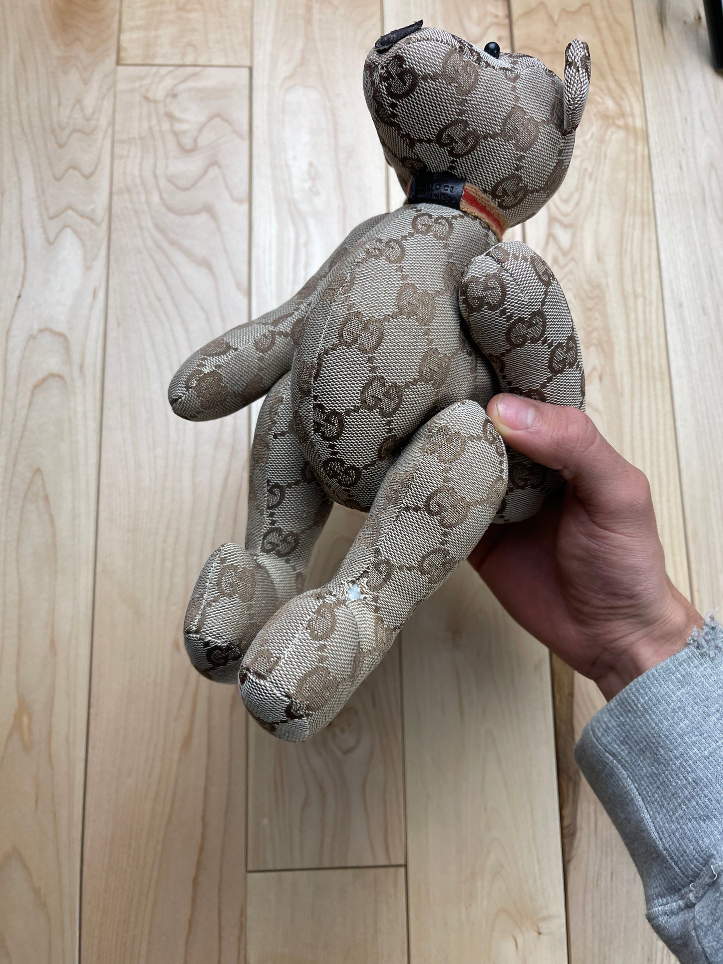 Vintage Gucci Monogram Print Teddy Bear