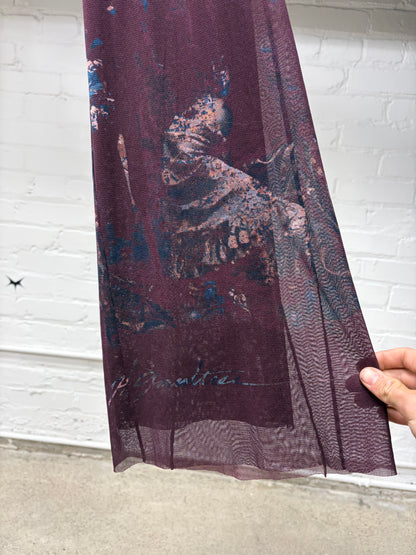 Vintage Jean Paul Gaultier Layered Mesh ‘Plum’ Flared Cut Pants