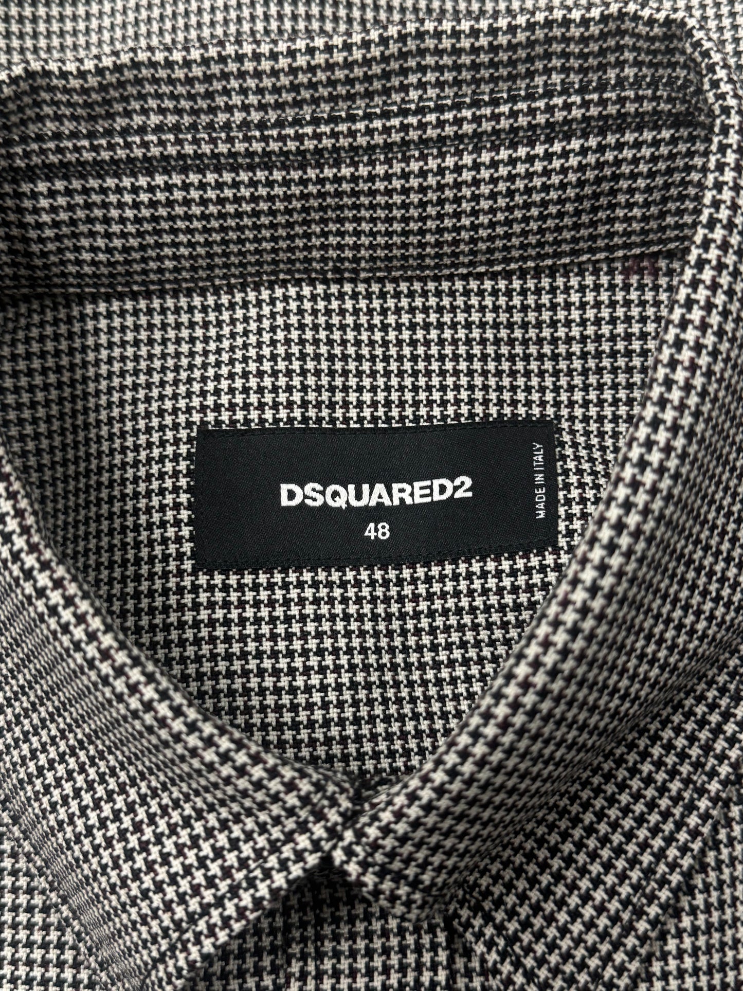 Dsquared2 ‘Houndstooth’ Leather Detailed Western Shirt