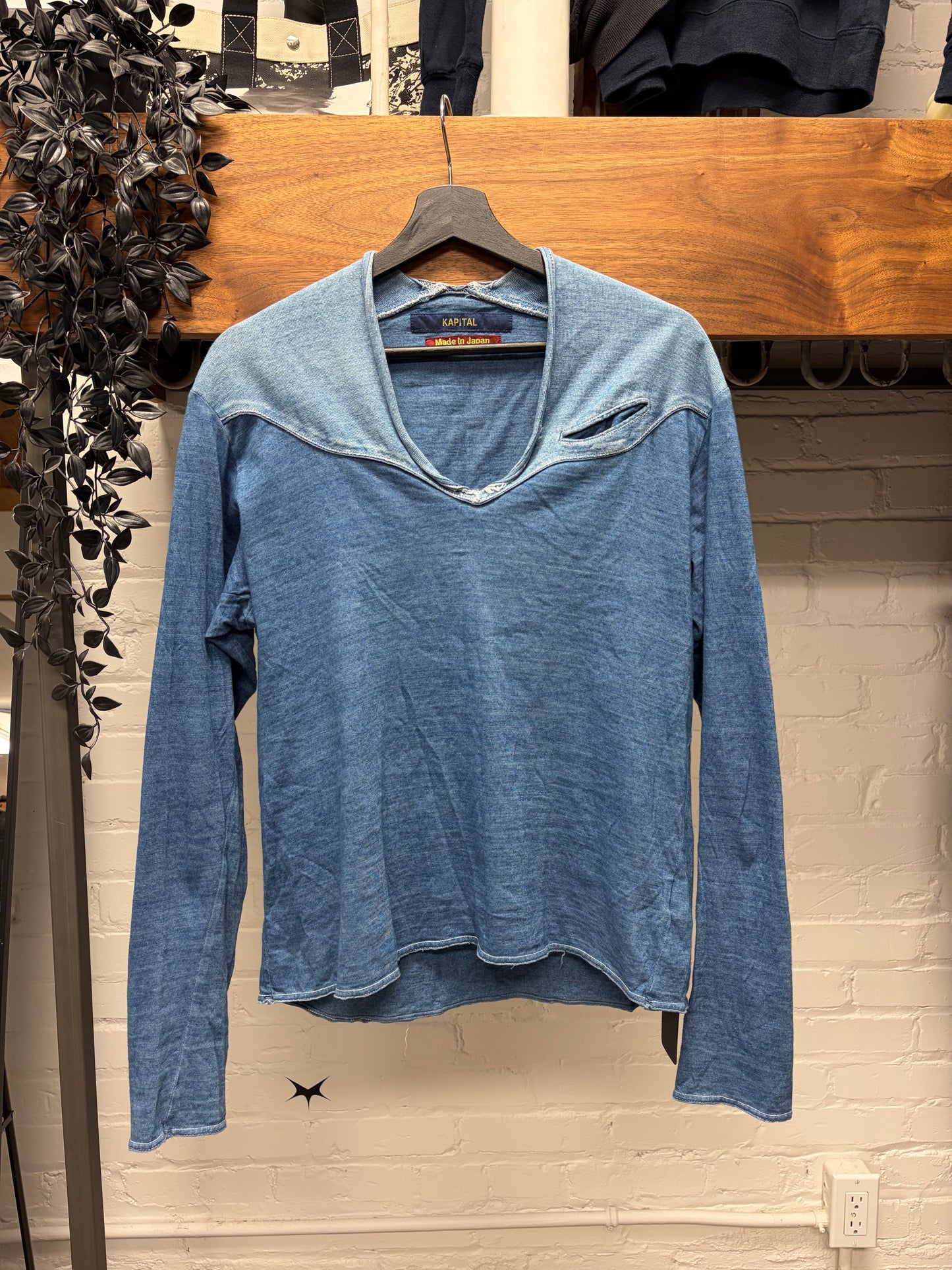 Kapital Denim/Cotton Reconstructed Scoop Neck Long Sleeve