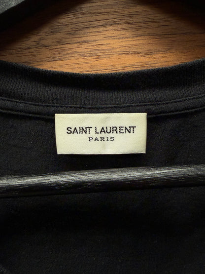 2018 Saint Laurent ‘Western’ Black Cropped Graphic T-Shirt.