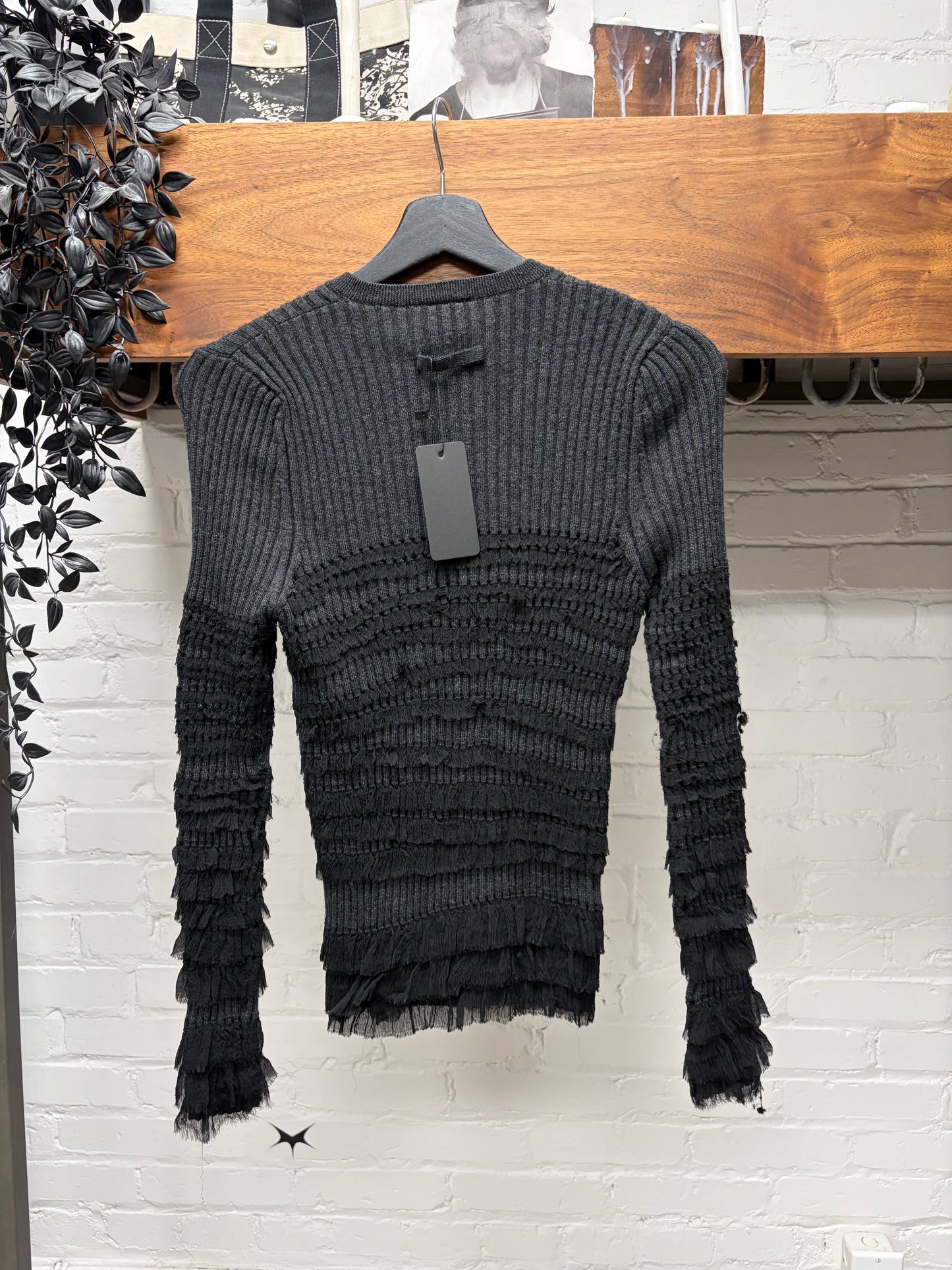 Vintage Jean Paul Gaultier Femme Ribbed Black Mesh Layered Cardigan