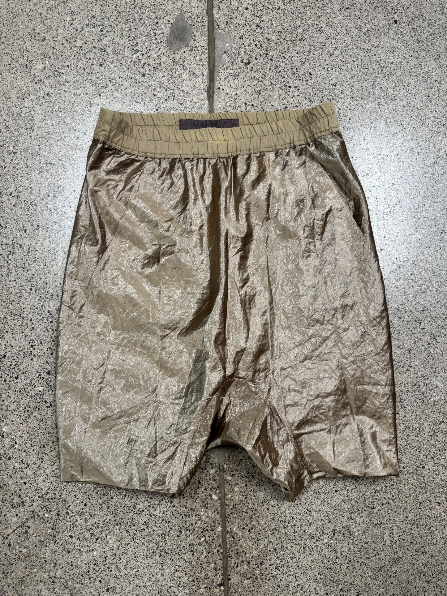 SS2013 Rick Owens ‘Island’ Gold Drop Crotch Shorts