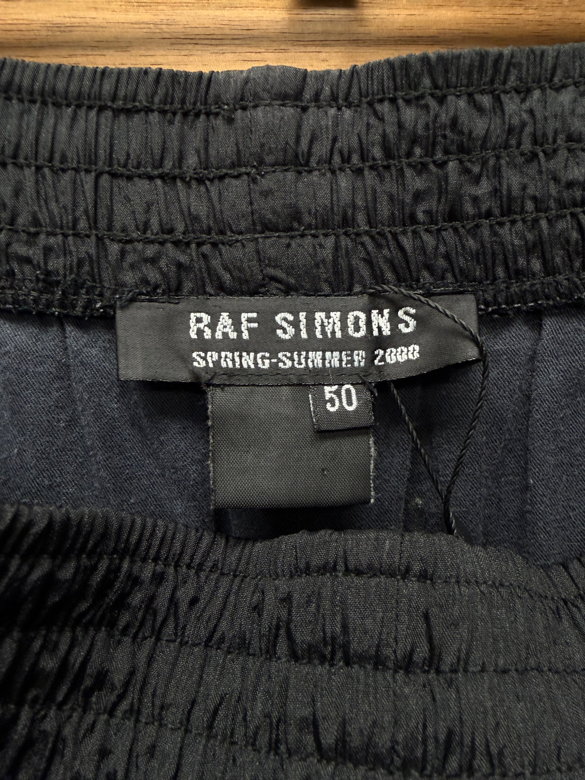 SS2000 Raf Simons ‘Summa Cum Laude’ Black Track Pants with Ribbed Cuffs
