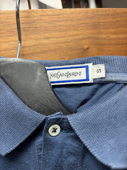 Vintage Yves Saint Laurent ‘YSL’ Blue/Pink Embroidered Logo Polo