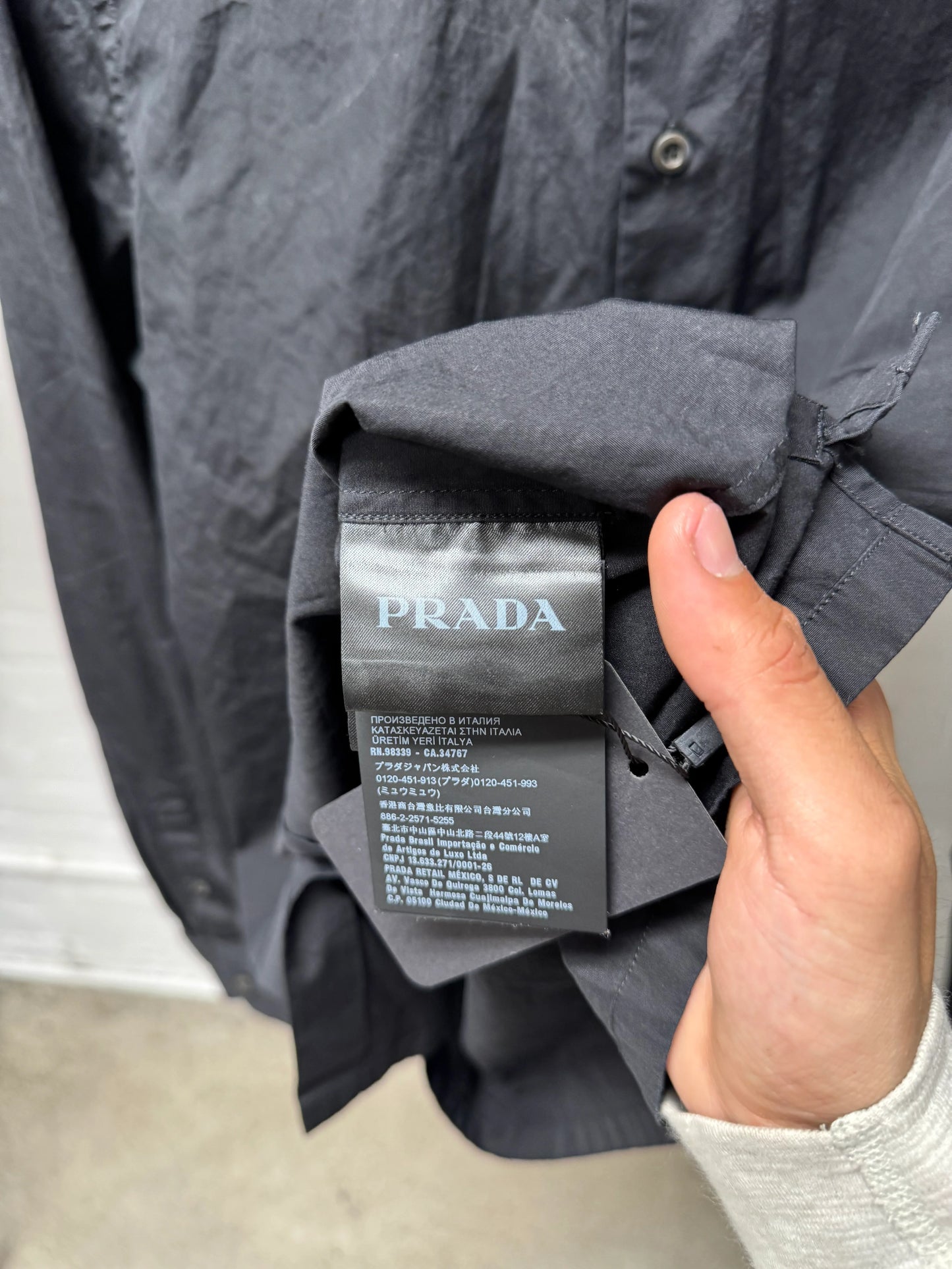 Prada Black ‘Saffiano’ Emblem Button Up Shirt