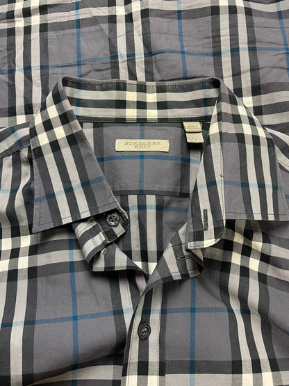 Burberry Nova Check Blue Plaid Button Down Shirt