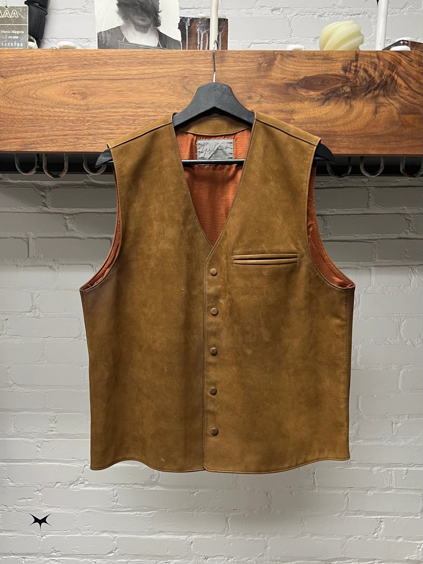 Vintage 80s Yohji Yamamoto Cowhide Suede Button Snap Vest