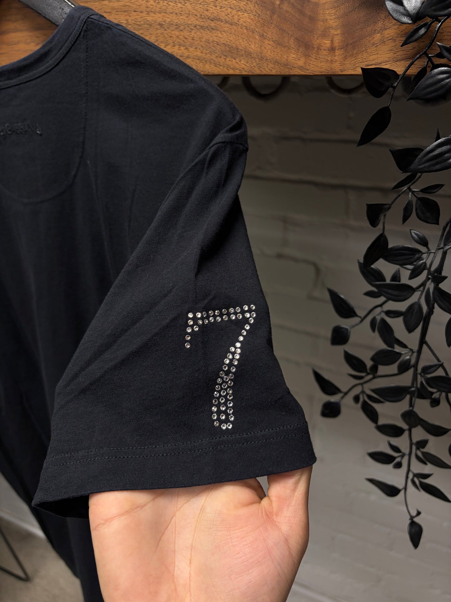2000s Dolce & Gabbana Rhinestone ‘Dual Pistols’ Black Undershirt
