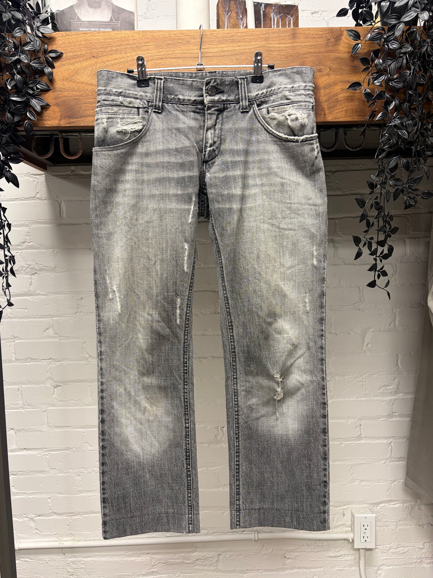2000s Dolce & Gabbana Washed Grey Bootcut Denim