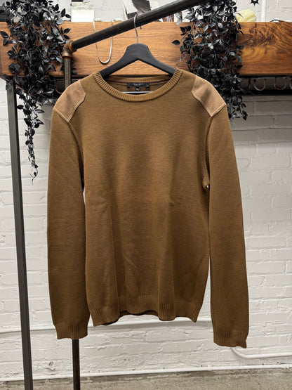 Gucci ‘Millitary Inspired’ Suede Shoulder Pad Wool Knit Sweater