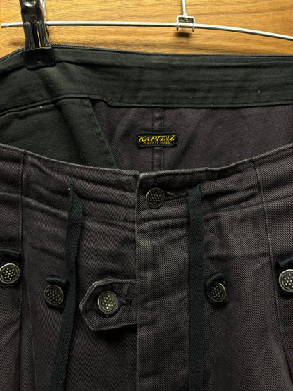Kapital ‘Heavy Drill’ Dark Purple Jumbo Cotton Cargo Pants