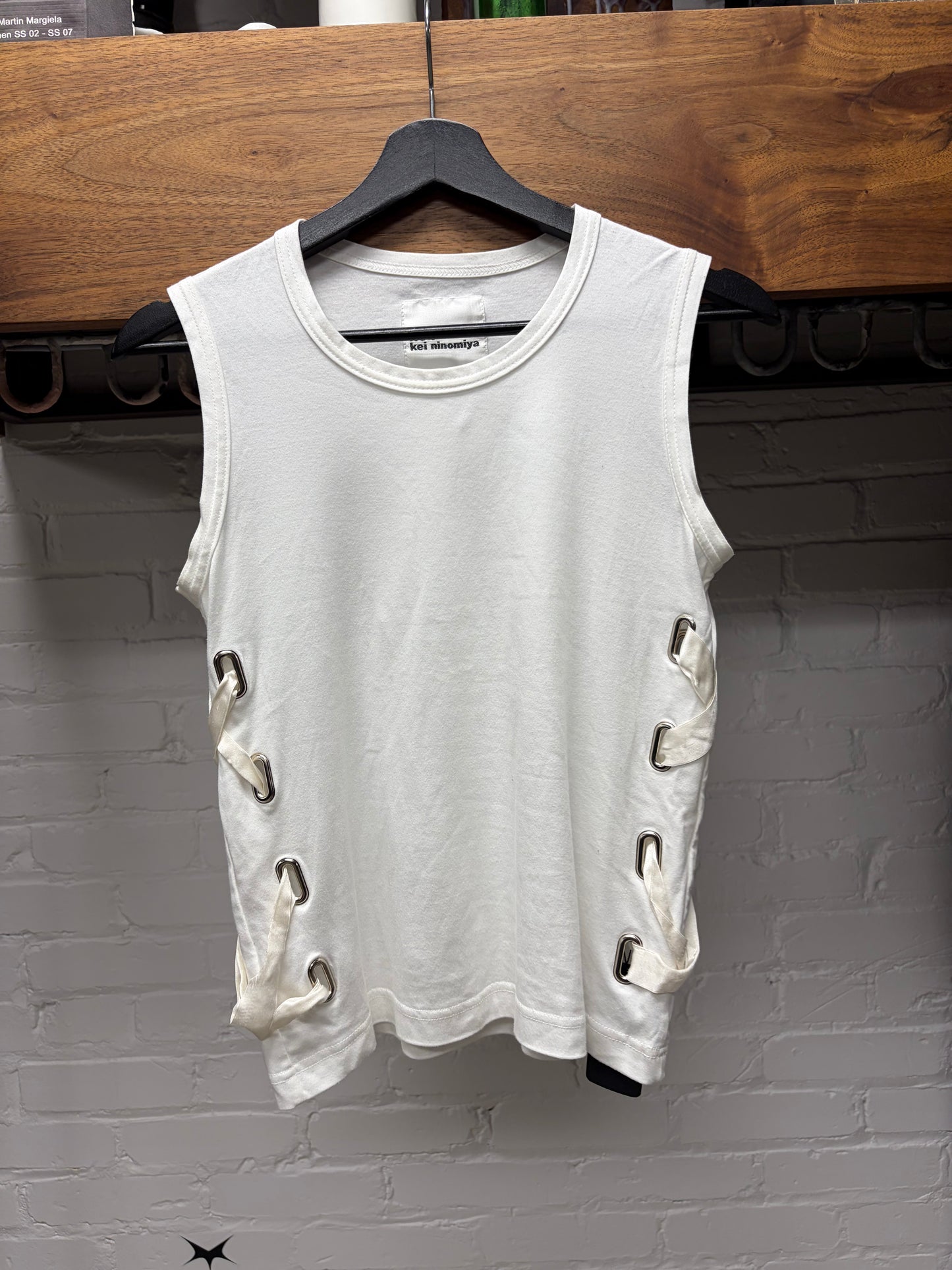2015 Comme Des Garçons by Noir Kei Ninomaya White ‘Corset’ Cotton Tank Top