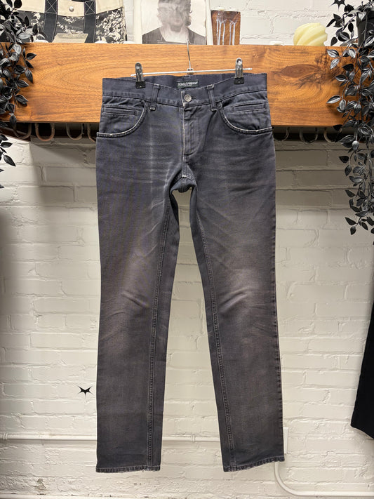 Dolce & Gabbana Washed Black Slim Cut Denim