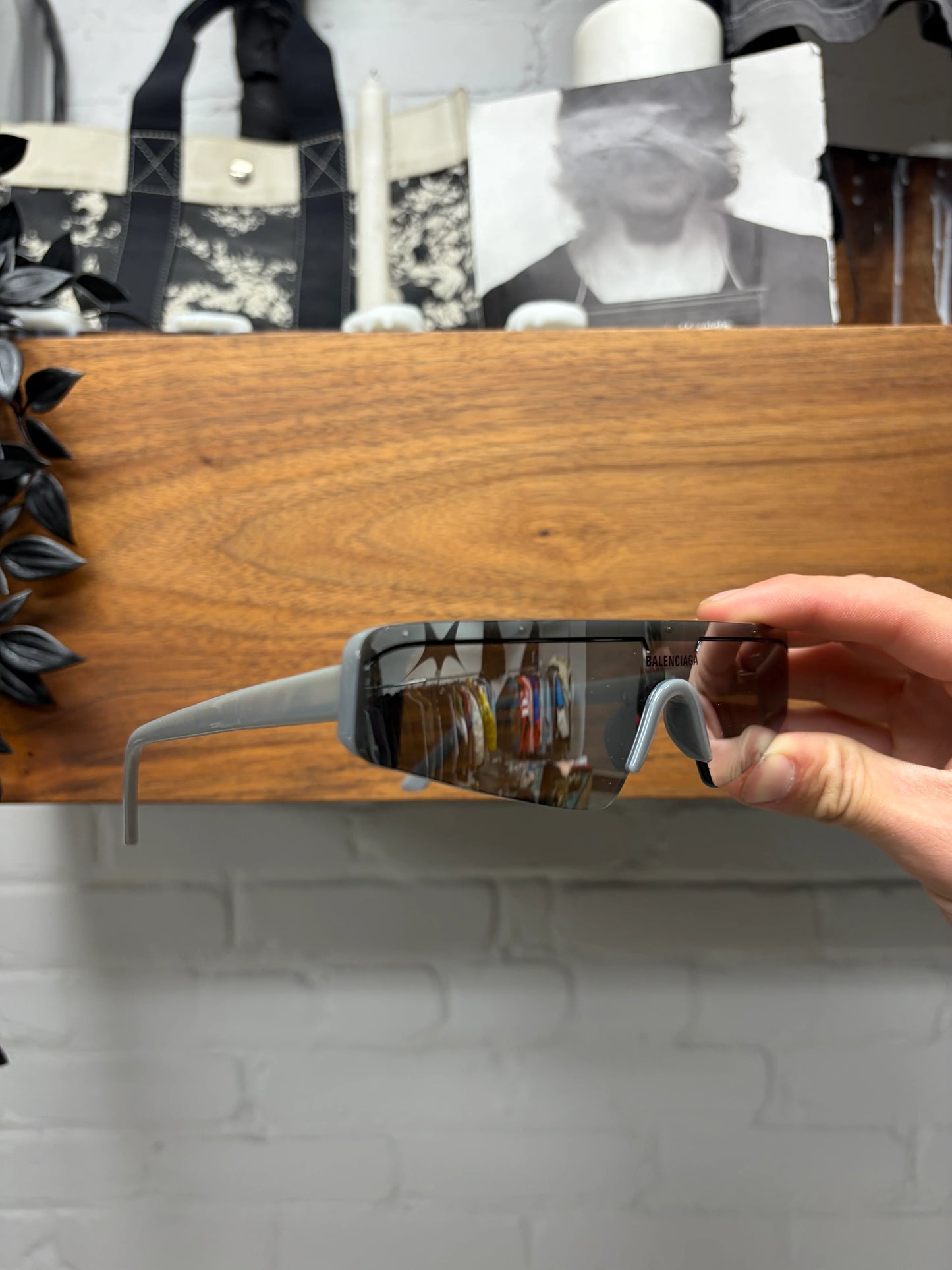 Balenciaga ‘Ski’ Grey/Black Rimless Sleek Sunglasses