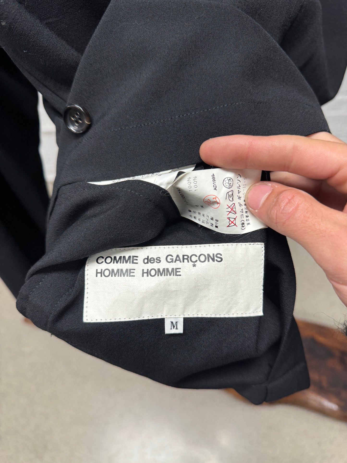 SS1999 Comme Des Garçons Homme ‘Accent Collar’ Zip-Up Work Jacket