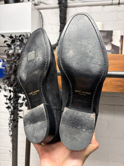 Saint Laurent Black Suede ‘Wyatt’ Pointed Toe Boots