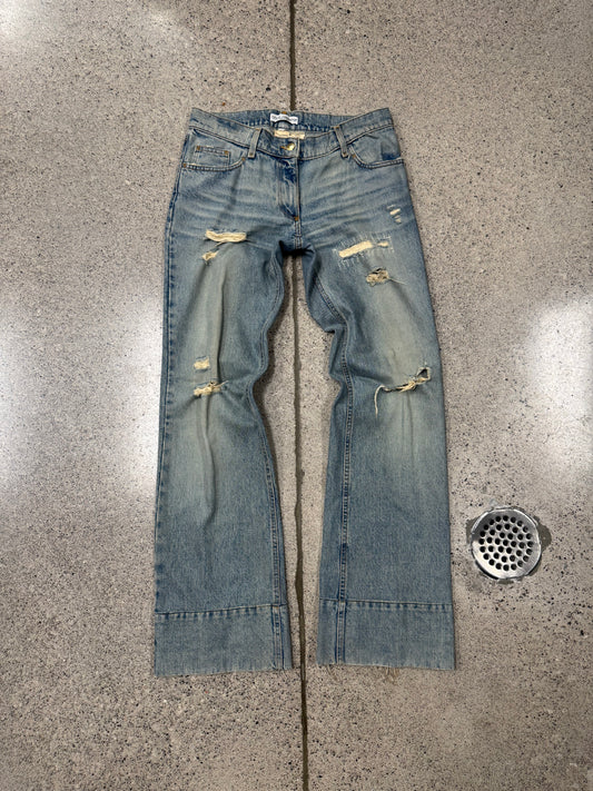 2000s Dolce & Gabbana Mainline Light Wash Blue Flared Denim