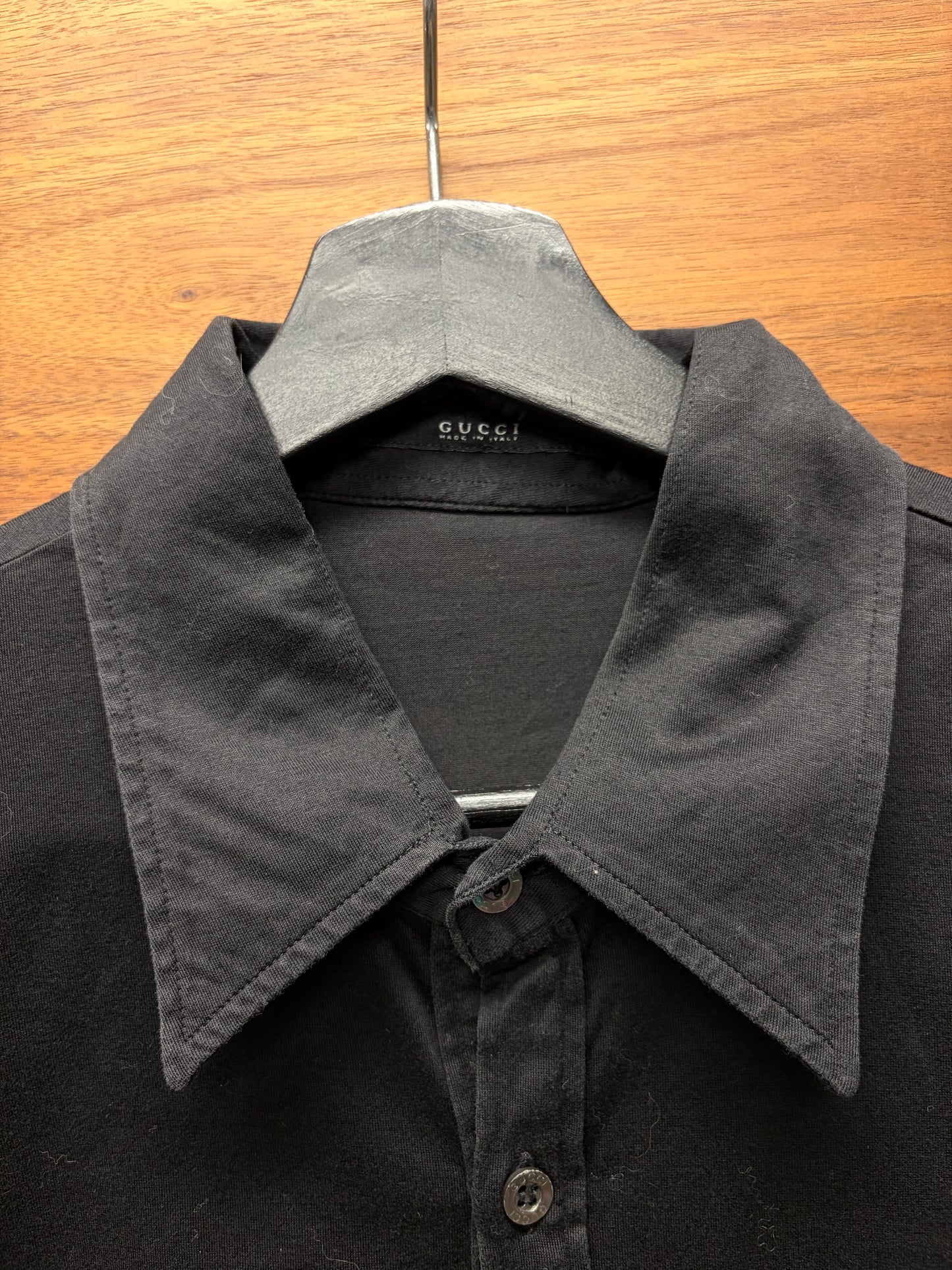 Vintage Gucci ‘Quarter Button’ Black Collared Short Sleeve Polo