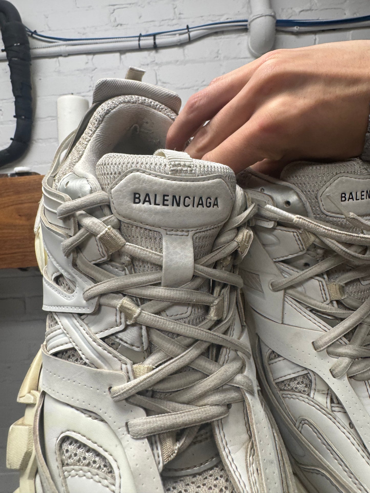 Balenciaga Triple White ‘Track Runner’ Low Top Sneakers