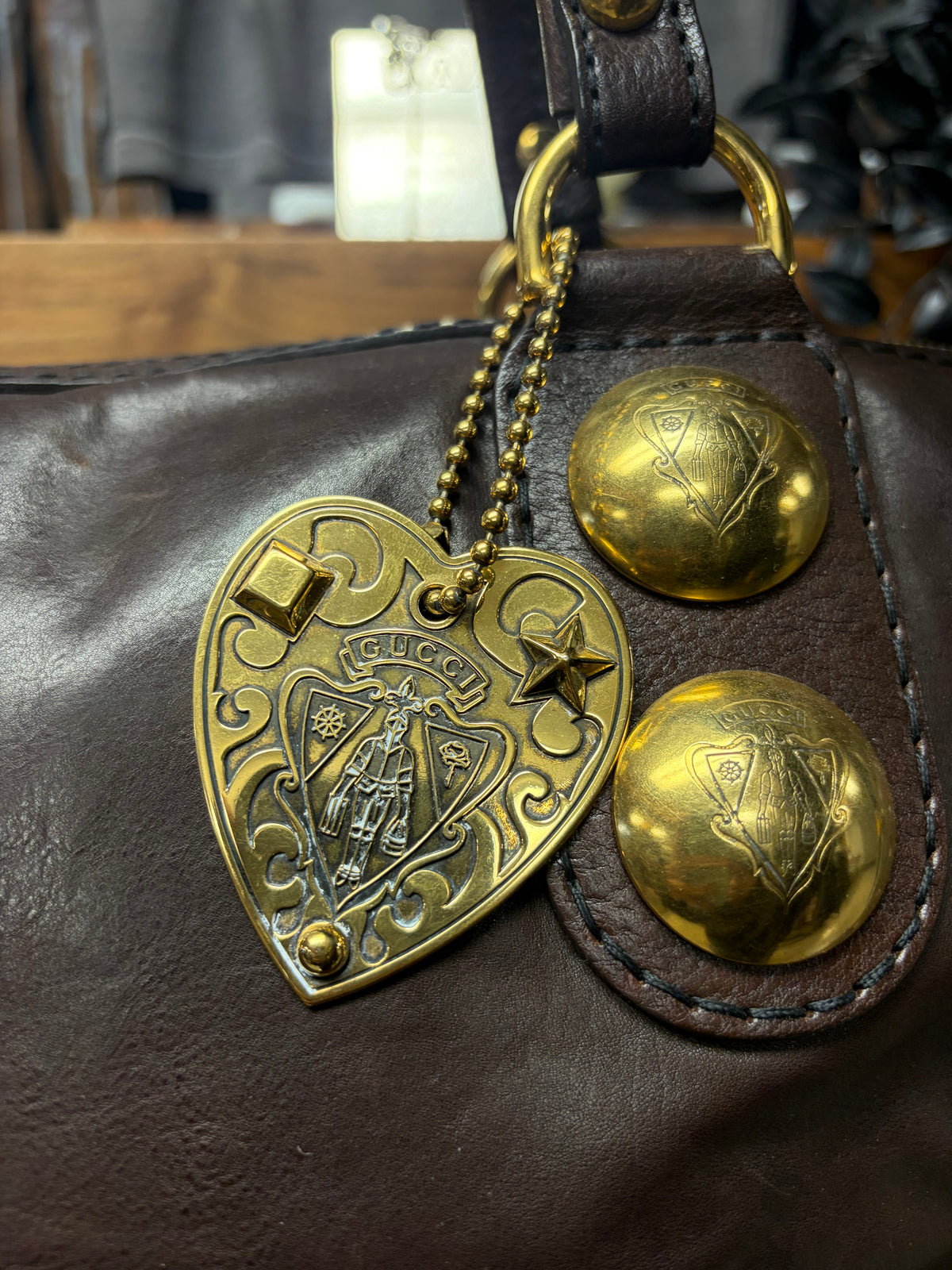 Gucci by Frida Giannini ‘Babouska’ Dark Brown Leather Handbag with Gold Hardware