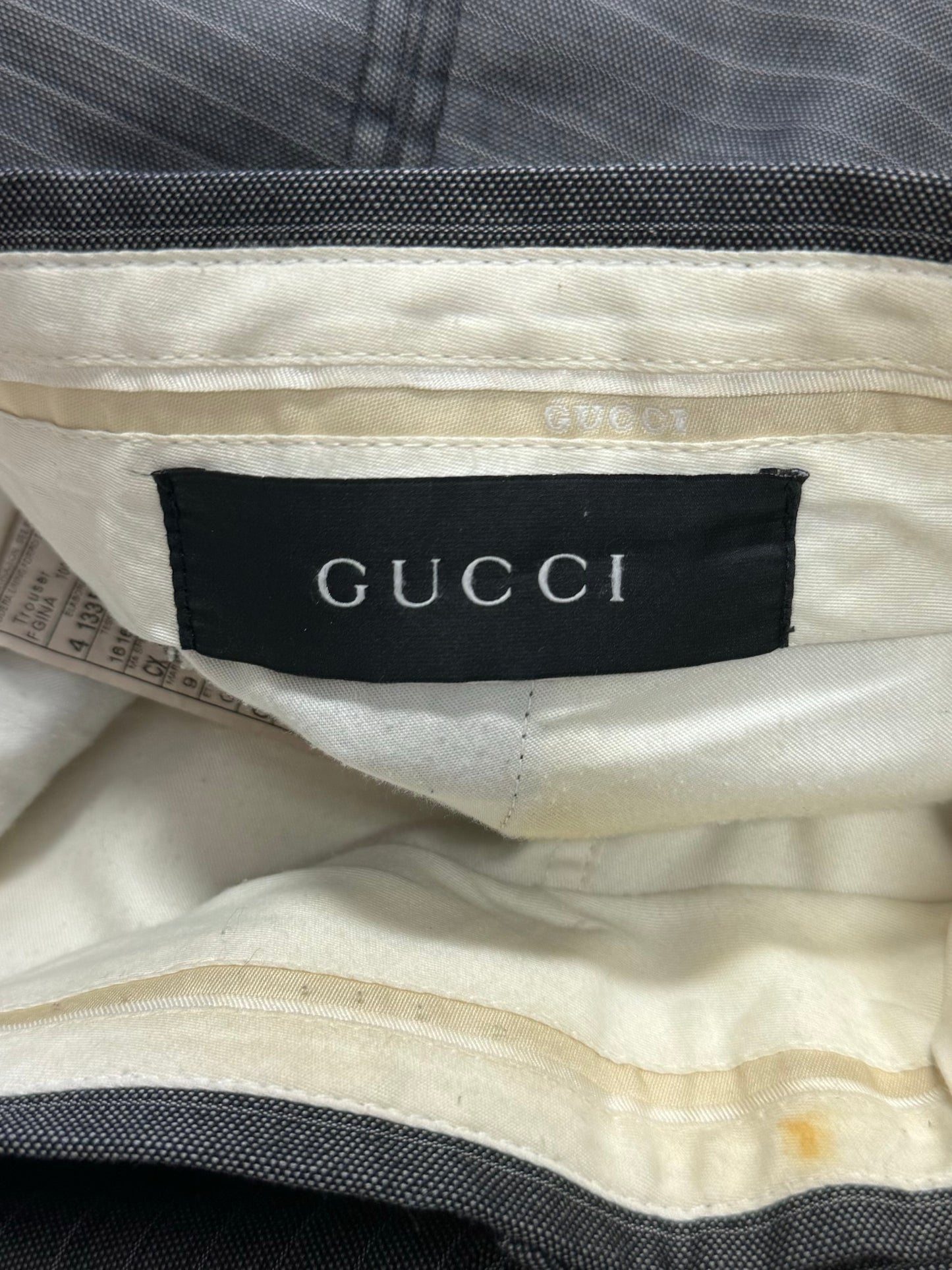 Vintage Gucci Grey Pinstripe Slim/Skinny Trousers