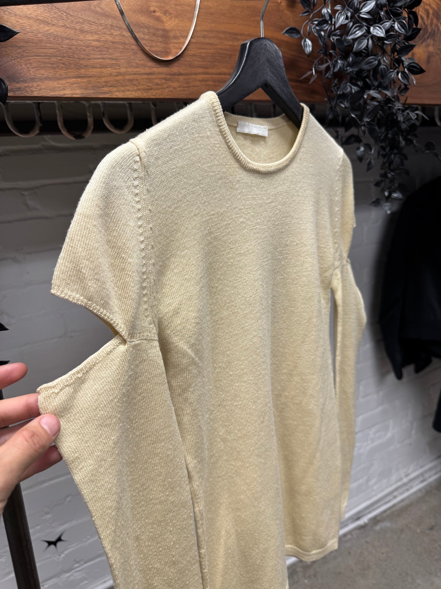 1997 Helmut Lang Cream Wool Knit ‘Shoulder Cutout’ Sweater