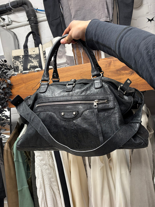 2000s Balenciaga ‘Squash’ Black Leather Boston Shoulder Bag