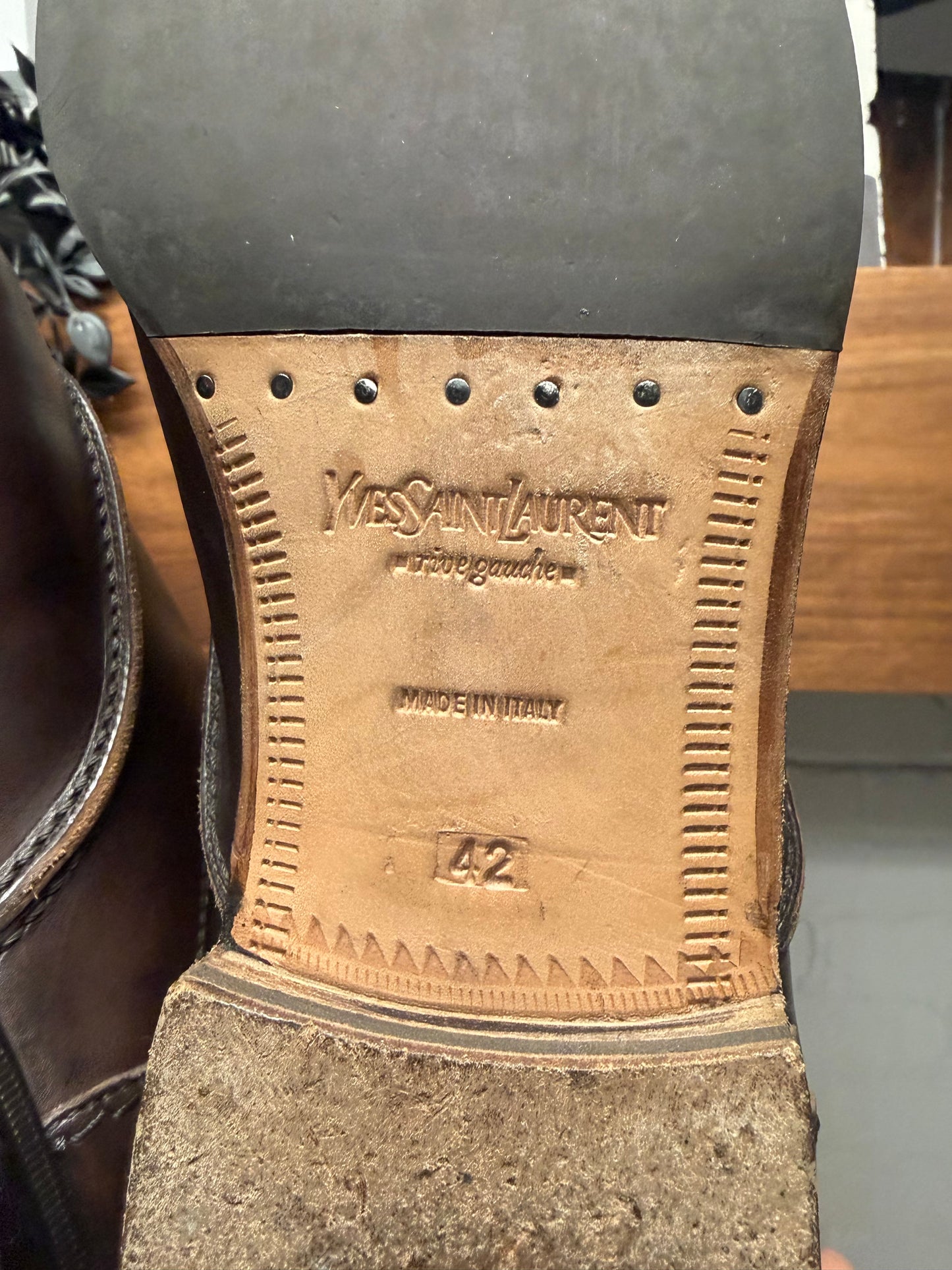 2000s Yves Saint Laurent Rive Gauche Two Tone Brown Leather Chelsea Boots