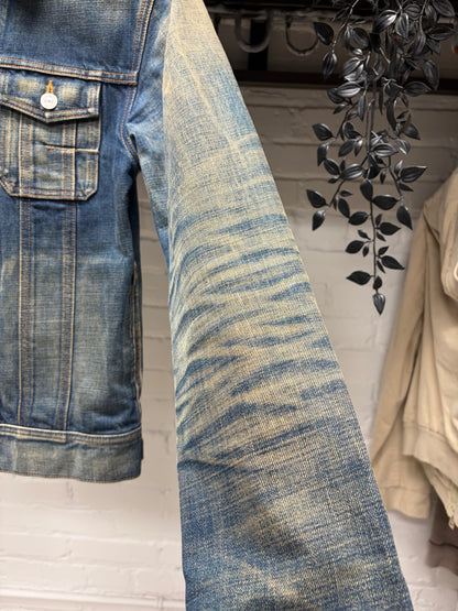 Dior Homme Dirt Washed Blue Slim Cut Denim Jacket