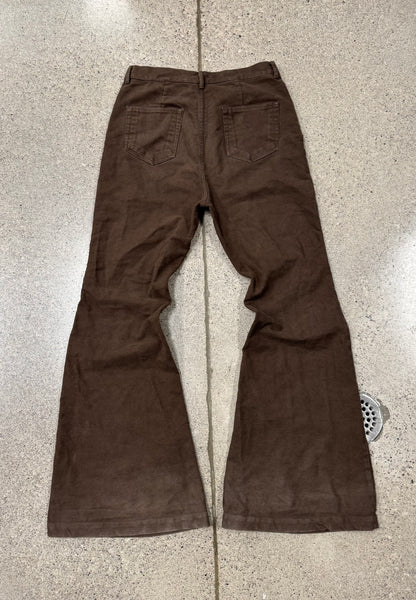 AW2023 Rick Owens ‘Luxor’ Bolans Chocolate Brown Flared Leg Denim